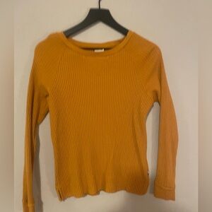 THE NORTH FACE Mustard Yellow Waffle Knit Long Sleeve Crew Neck Top Size M
